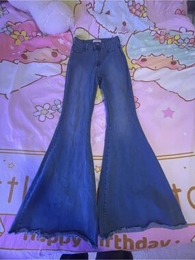 Vibrant Indigo Flared Wide-Leg Jeans